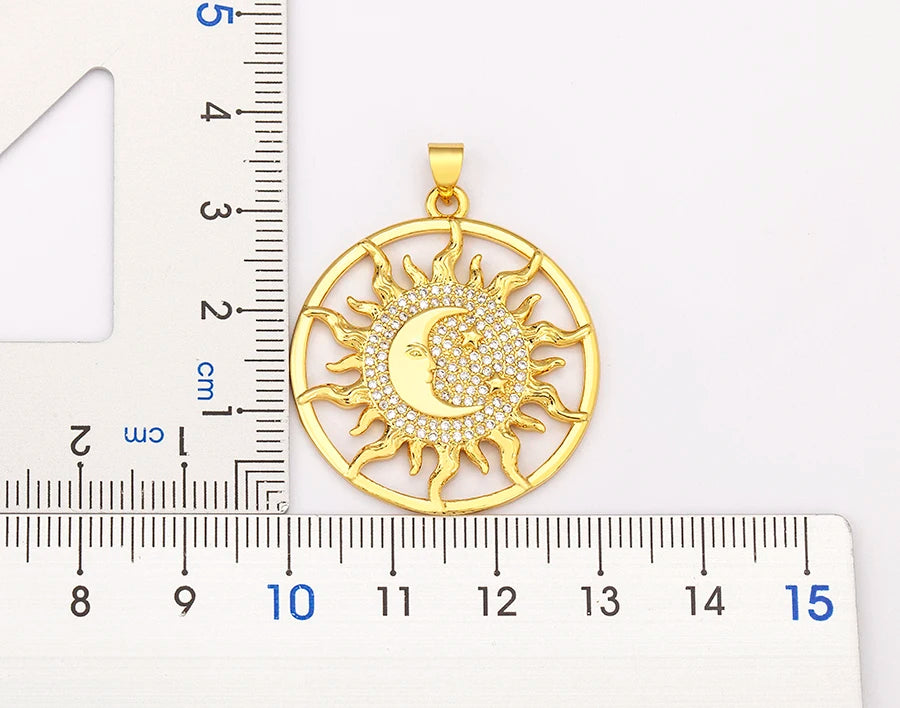 New Fashion Sun Shape Shiny Zircon Lucky Pendant Necklace 3 Styles For Women Punk Style Clavicle Chain Accessories Gifts - Floq & Raman