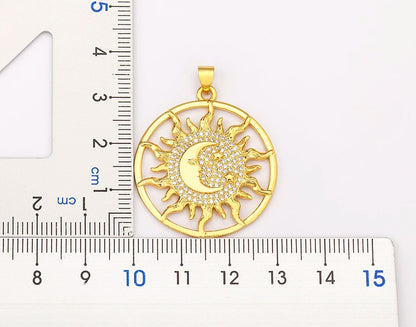 New Fashion Sun Shape Shiny Zircon Lucky Pendant Necklace 3 Styles For Women Punk Style Clavicle Chain Accessories Gifts - Floq & Raman