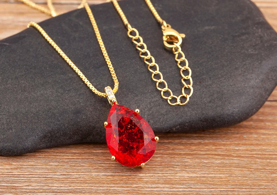 Classic New Design Waterdrop Shape Zircon Charm Pendant Necklace For Women Clavicle Chain Accessories Wedding Party Gifts - Floq & Raman