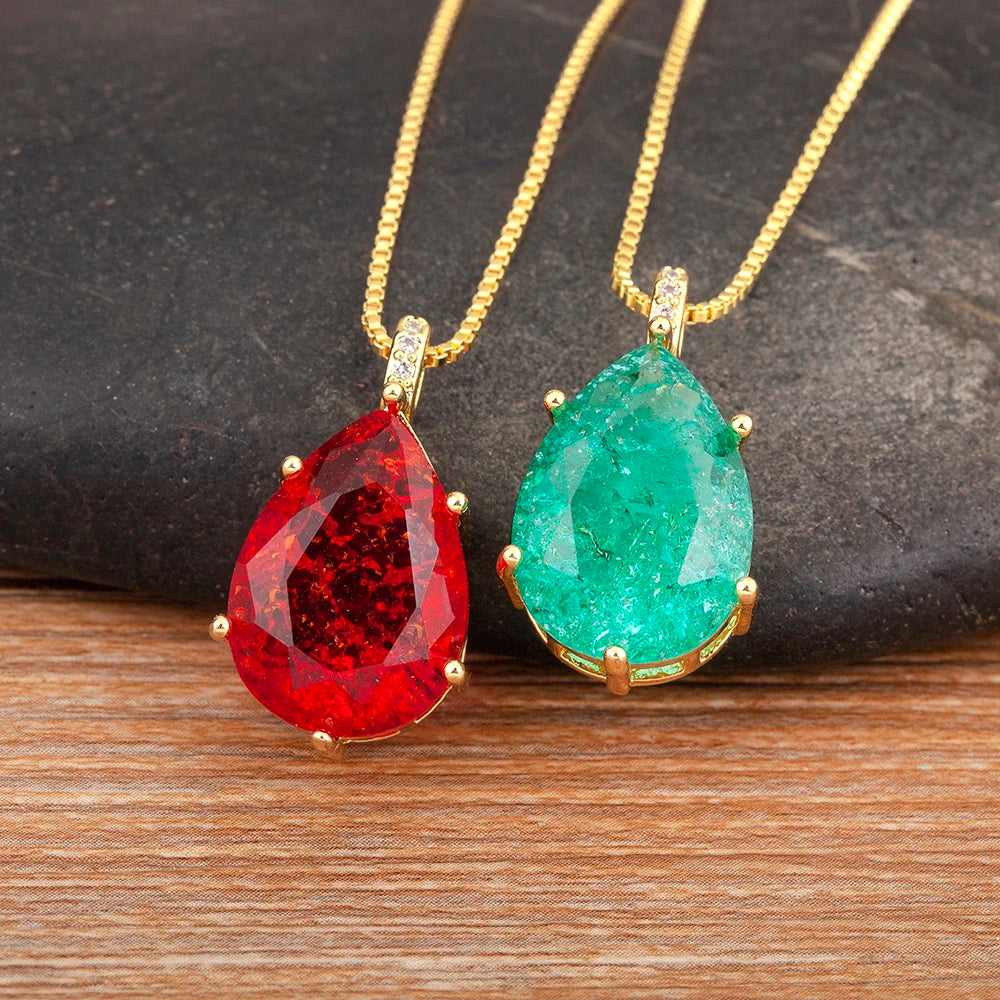 Classic New Design Waterdrop Shape Zircon Charm Pendant Necklace For Women Clavicle Chain Accessories Wedding Party Gifts - Floq & Raman