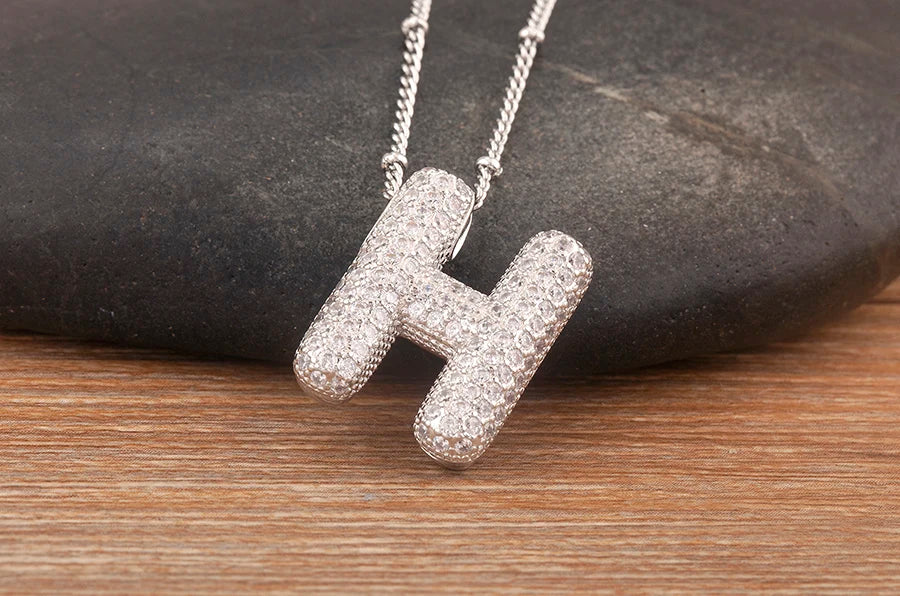 Hot Sale Pave Crystal Zircon A-Z Letters Pendant Necklace Male And Female Couples Name Initials Alphabet Jewelry Fine Gift - Floq & Raman