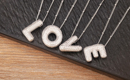 Hot Sale Pave Crystal Zircon A-Z Letters Pendant Necklace Male And Female Couples Name Initials Alphabet Jewelry Fine Gift - Floq & Raman