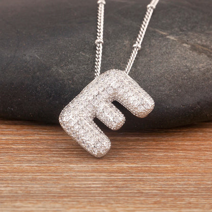 Hot Sale Pave Crystal Zircon A-Z Letters Pendant Necklace Male And Female Couples Name Initials Alphabet Jewelry Fine Gift - Floq & Raman