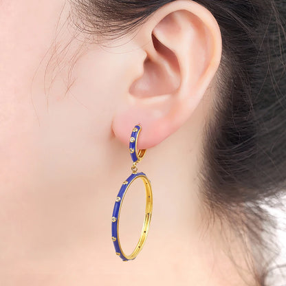 High Quality Big Circle Hoop Earrings For Women Charms Original Design Dark Blue Female Fashion Party Jewelry Gift - Floq & Raman
