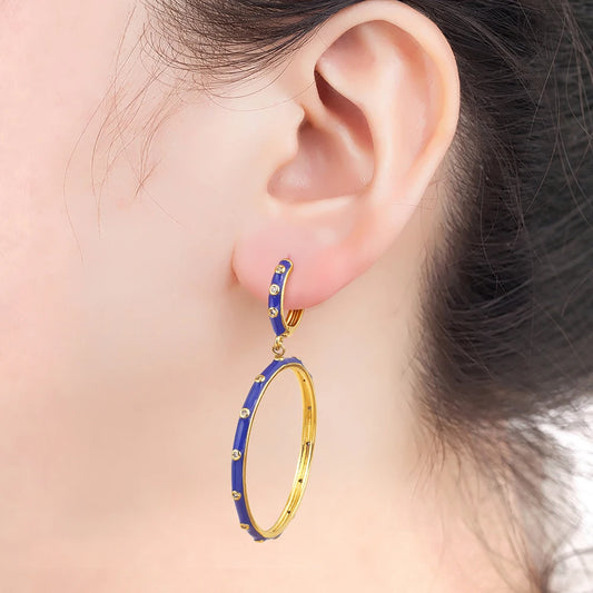 High Quality Big Circle Hoop Earrings For Women Charms Original Design Dark Blue Female Fashion Party Jewelry Gift - Floq & Raman