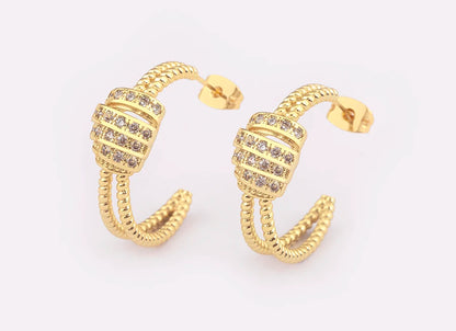 New Fashion Inlaid Shiny Zircon Double Layer Charm Drop Earrings For Women Elegant Aesthetic Ear Jewelry Accessories Gifts - Floq & Raman