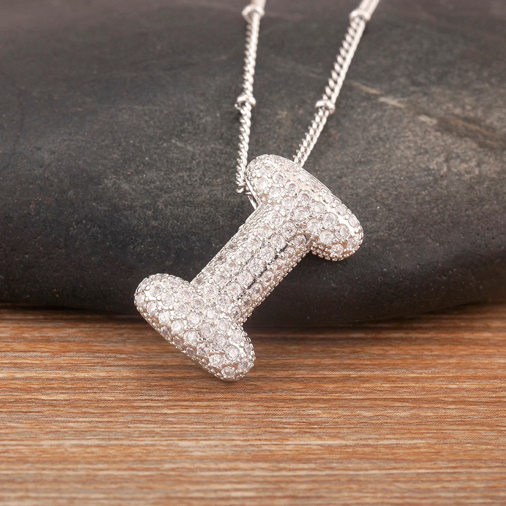 Hot Sale Pave Crystal Zircon A-Z Letters Pendant Necklace Male And Female Couples Name Initials Alphabet Jewelry Fine Gift - Floq & Raman