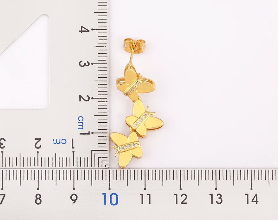 New Trendy Butterfly Shape Shiny Zircon Charm Drop Earrings For Women Girl Ear Jewelry Wholesale Accessories Delicate Gift - Floq & Raman