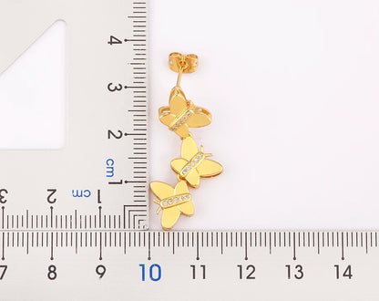 New Trendy Butterfly Shape Shiny Zircon Charm Drop Earrings For Women Girl Ear Jewelry Wholesale Accessories Delicate Gift - Floq & Raman