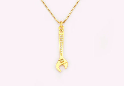 New Popular Balance Hammer Pliers Shape Charm Pendant Necklace 3 Styles For Women Pave Shiny Crystal Zircon Jewelry Gifts - Floq & Raman