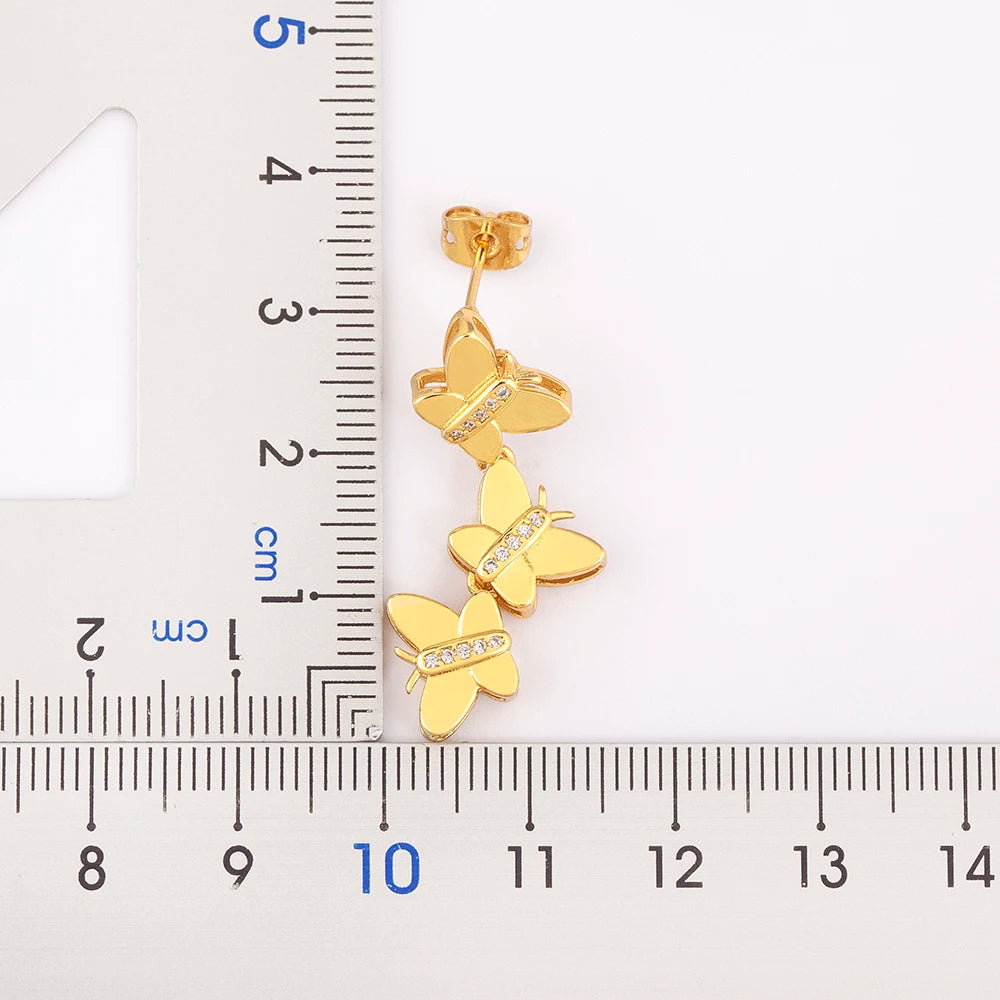 New Trendy Butterfly Shape Shiny Zircon Charm Drop Earrings For Women Girl Ear Jewelry Wholesale Accessories Delicate Gift - Floq & Raman