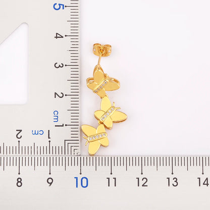 New Trendy Butterfly Shape Shiny Zircon Charm Drop Earrings For Women Girl Ear Jewelry Wholesale Accessories Delicate Gift - Floq & Raman