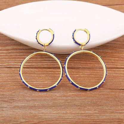 High Quality Big Circle Hoop Earrings For Women Charms Original Design Dark Blue Female Fashion Party Jewelry Gift - Floq & Raman