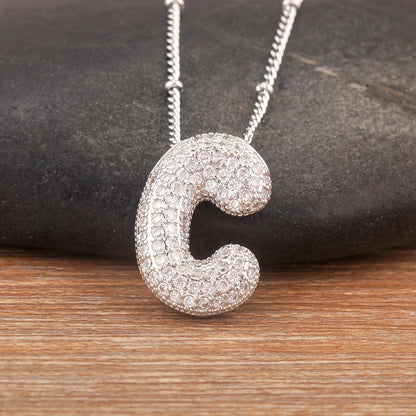 Hot Sale Pave Crystal Zircon A-Z Letters Pendant Necklace Male And Female Couples Name Initials Alphabet Jewelry Fine Gift - Floq & Raman