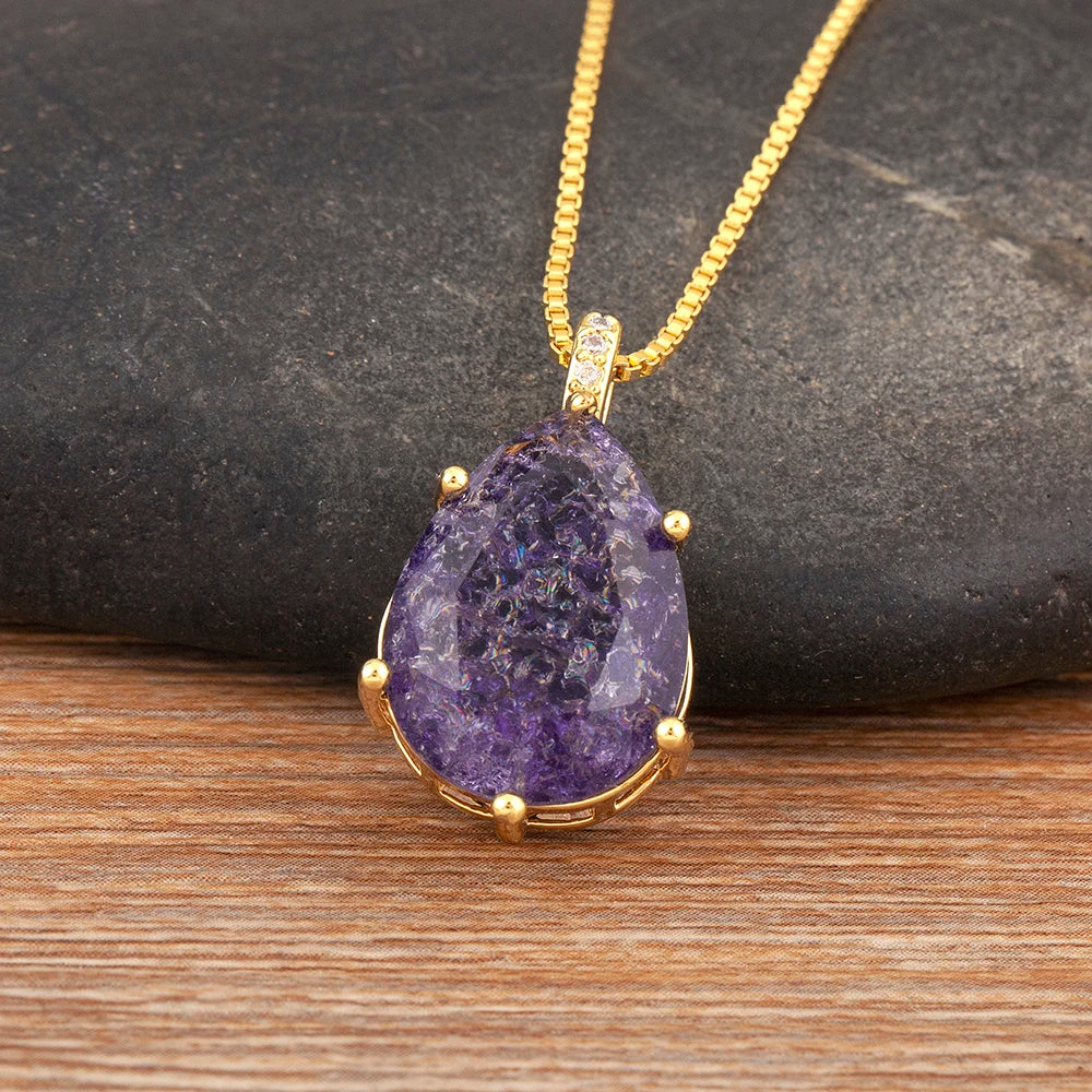 Classic New Design Waterdrop Shape Zircon Charm Pendant Necklace For Women Clavicle Chain Accessories Wedding Party Gifts - Floq & Raman