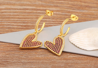 New Arrival Romantic Irregular Heart Shape Pave Zircon Earrings For Women Girl Aesthetic Fashion Ear Jewelry Party Gifts ﻿ - Floq & Raman