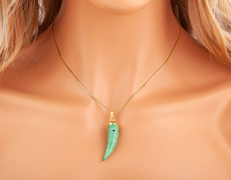 High Quality Creative Trend Capsicum Shape Zircon Evil Eye Charm Pendant Necklace For Women Girl Daily Party Jewelry Gifts - Floq & Raman