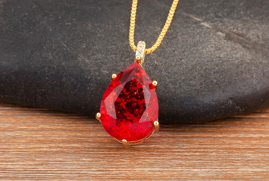 Classic New Design Waterdrop Shape Zircon Charm Pendant Necklace For Women Clavicle Chain Accessories Wedding Party Gifts - Floq & Raman