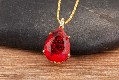 Classic New Design Waterdrop Shape Zircon Charm Pendant Necklace For Women Clavicle Chain Accessories Wedding Party Gifts - Floq & Raman