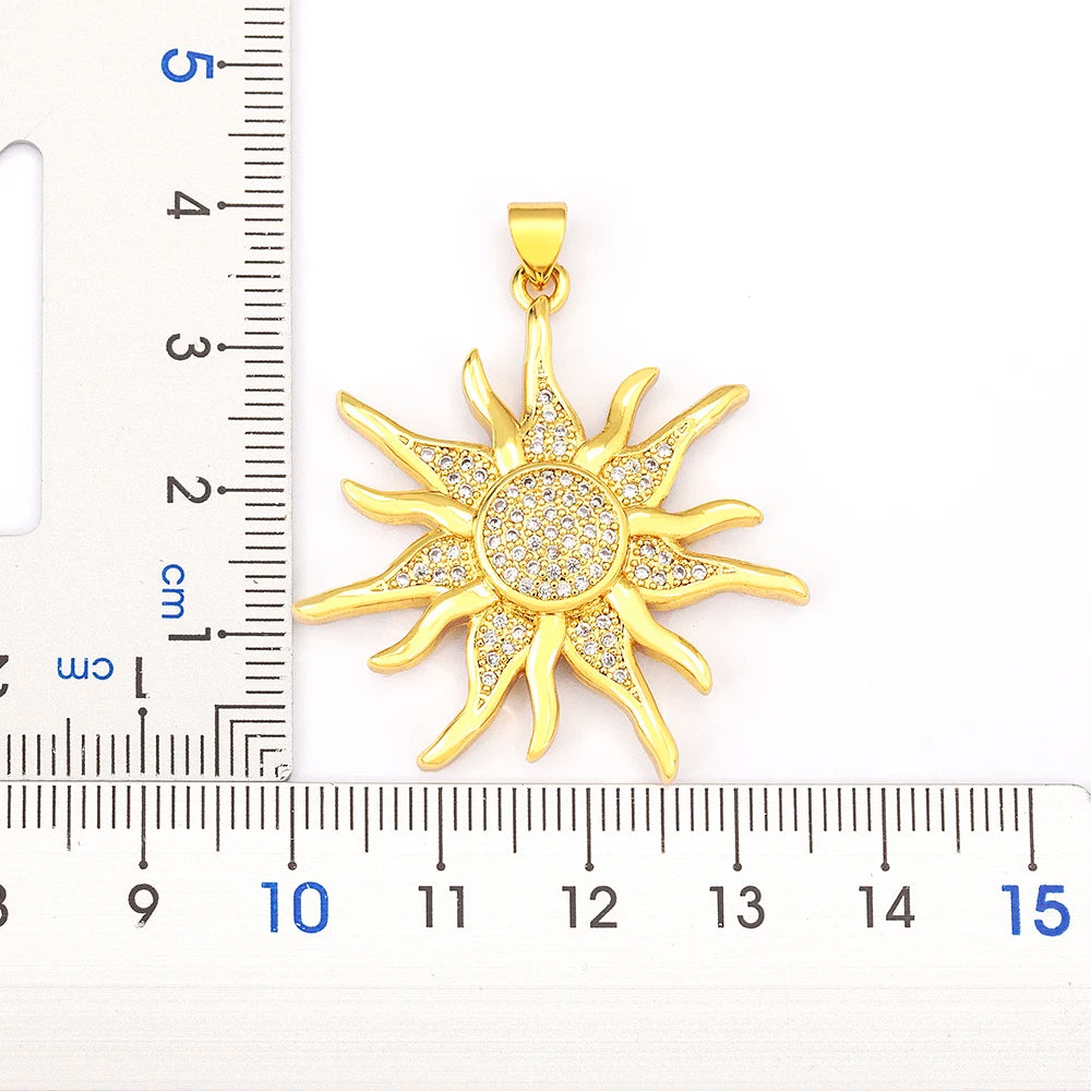 New Fashion Sun Shape Shiny Zircon Lucky Pendant Necklace 3 Styles For Women Punk Style Clavicle Chain Accessories Gifts - Floq & Raman