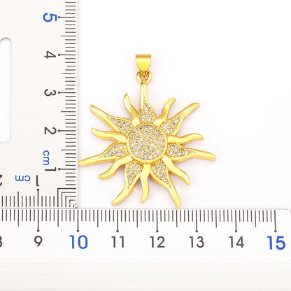 New Fashion Sun Shape Shiny Zircon Lucky Pendant Necklace 3 Styles For Women Punk Style Clavicle Chain Accessories Gifts - Floq & Raman