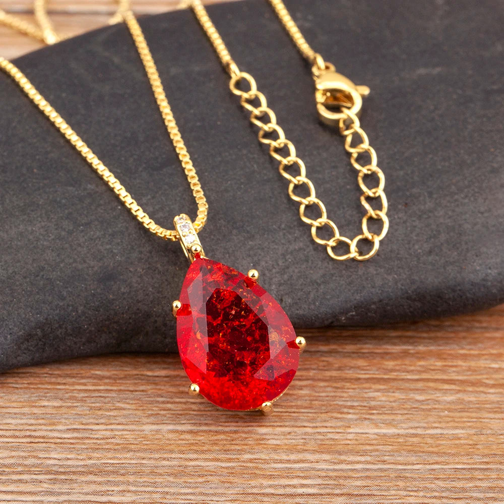 Classic New Design Waterdrop Shape Zircon Charm Pendant Necklace For Women Clavicle Chain Accessories Wedding Party Gifts - Floq & Raman