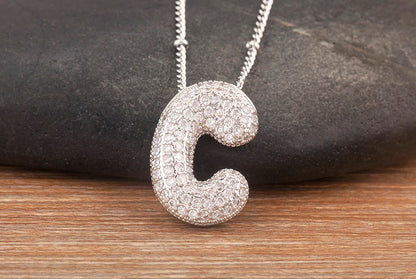 Hot Sale Pave Crystal Zircon A-Z Letters Pendant Necklace Male And Female Couples Name Initials Alphabet Jewelry Fine Gift - Floq & Raman