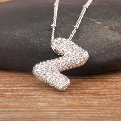 Hot Sale Pave Crystal Zircon A-Z Letters Pendant Necklace Male And Female Couples Name Initials Alphabet Jewelry Fine Gift - Floq & Raman