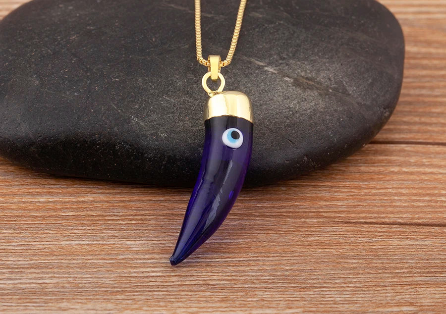 High Quality Creative Trend Capsicum Shape Zircon Evil Eye Charm Pendant Necklace For Women Girl Daily Party Jewelry Gifts - Floq & Raman