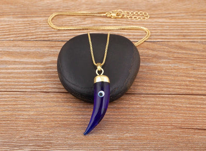 High Quality Creative Trend Capsicum Shape Zircon Evil Eye Charm Pendant Necklace For Women Girl Daily Party Jewelry Gifts - Floq & Raman