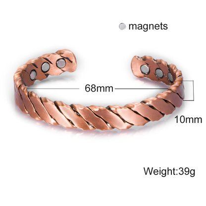 Twisted Pure Copper Magnetic Bracelet – Adjustable Cuff Bangle for Men & Women | Arthritis Pain Relief, Health & Energy Benefits - Floq & Raman