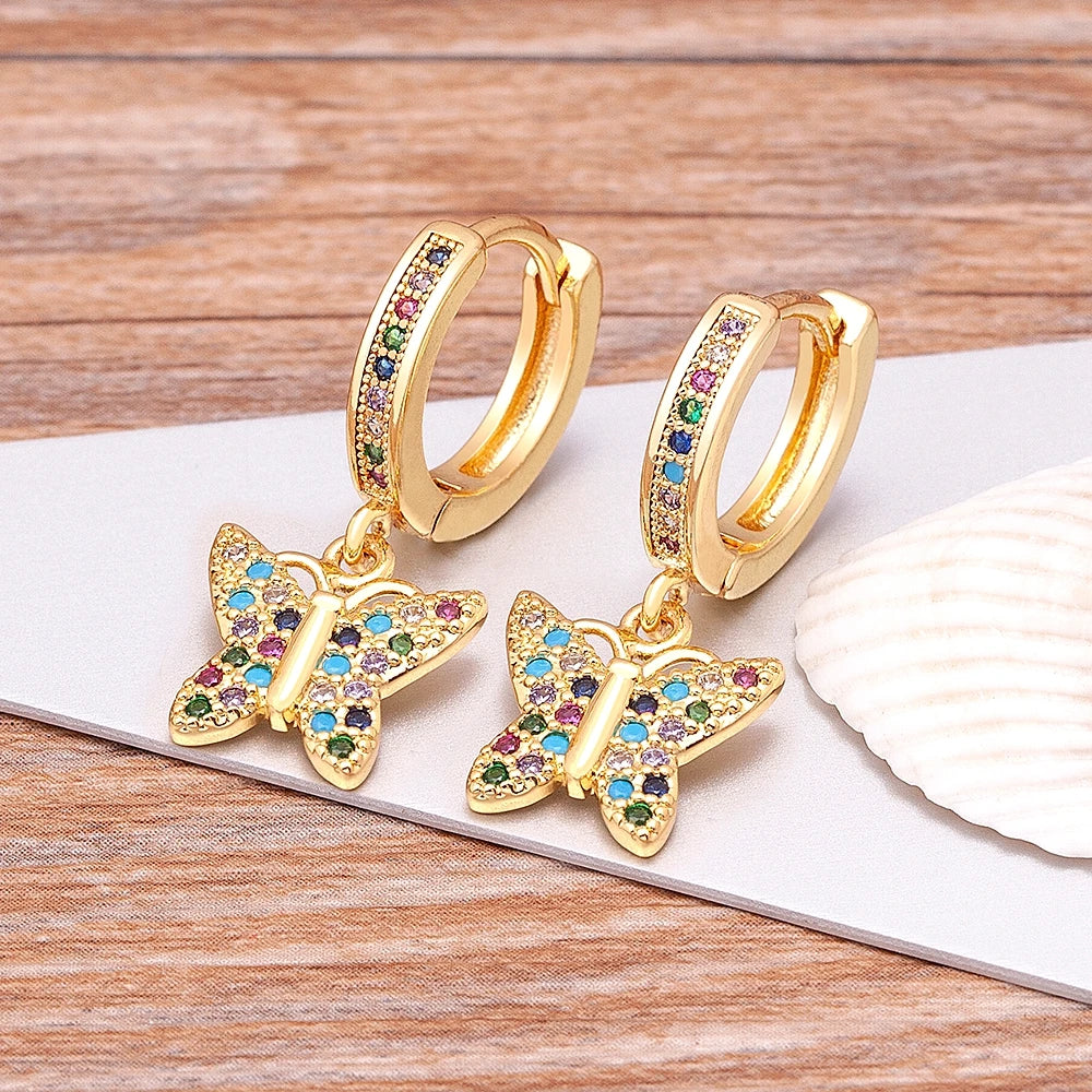 Trendy Bohemian Zircon Hollow Blue Evil Eye Hoop Earrings for Women Cute Unique Gold Color Crystal Drop Earrings Party Jewelry - Floq & Raman