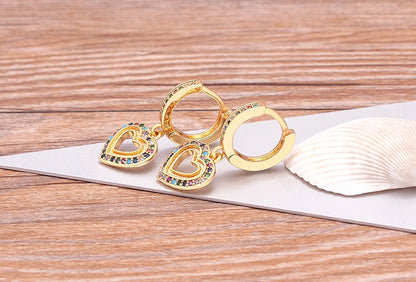 Trendy Bohemian Zircon Hollow Blue Evil Eye Hoop Earrings for Women Cute Unique Gold Color Crystal Drop Earrings Party Jewelry - Floq & Raman