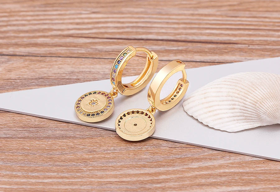 New Luxury Fashion Rhinestone 14 Styles Turkish Evil Eye Drop Earrings Elegant Blue Zircon Pendant Lucky Party Birthday Jewelry - Floq & Raman