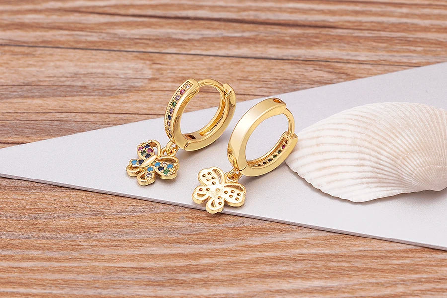 Trendy Bohemian Zircon Hollow Blue Evil Eye Hoop Earrings for Women Cute Unique Gold Color Crystal Drop Earrings Party Jewelry - Floq & Raman