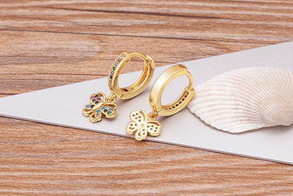 Trendy Bohemian Zircon Hollow Blue Evil Eye Hoop Earrings for Women Cute Unique Gold Color Crystal Drop Earrings Party Jewelry - Floq & Raman