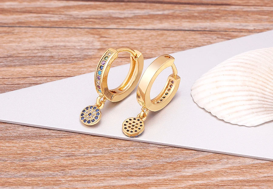 New Luxury Fashion Rhinestone 14 Styles Turkish Evil Eye Drop Earrings Elegant Blue Zircon Pendant Lucky Party Birthday Jewelry - Floq & Raman