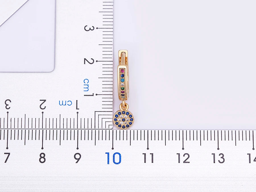 New Luxury Fashion Rhinestone 14 Styles Turkish Evil Eye Drop Earrings Elegant Blue Zircon Pendant Lucky Party Birthday Jewelry - Floq & Raman