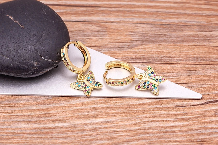 Trendy Bohemian Zircon Hollow Blue Evil Eye Hoop Earrings for Women Cute Unique Gold Color Crystal Drop Earrings Party Jewelry - Floq & Raman