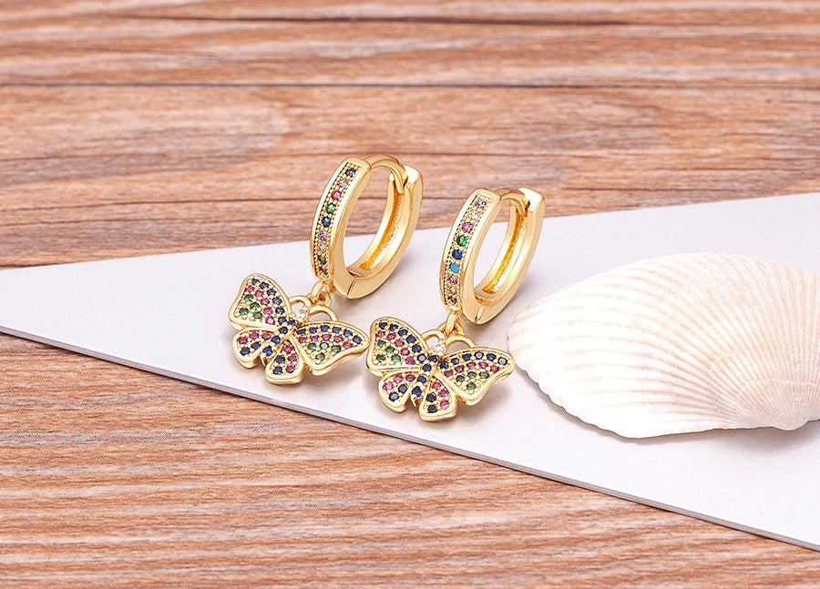 Trendy Bohemian Zircon Hollow Blue Evil Eye Hoop Earrings for Women Cute Unique Gold Color Crystal Drop Earrings Party Jewelry - Floq & Raman