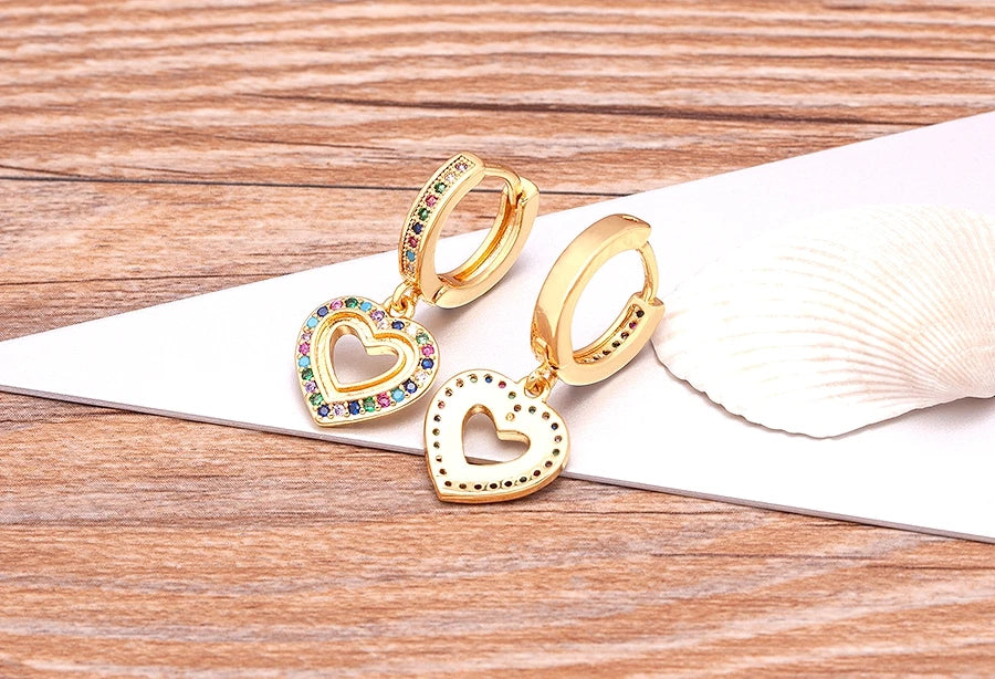 Trendy Bohemian Zircon Hollow Blue Evil Eye Hoop Earrings for Women Cute Unique Gold Color Crystal Drop Earrings Party Jewelry - Floq & Raman