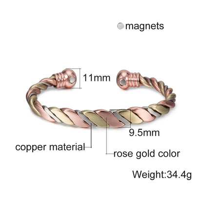 Twisted Pure Copper Magnetic Bracelet – Adjustable Cuff Bangle for Men & Women | Arthritis Pain Relief, Health & Energy Benefits - Floq & Raman