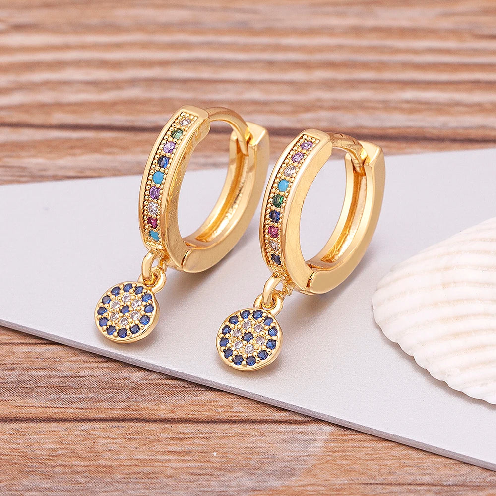 New Luxury Fashion Rhinestone 14 Styles Turkish Evil Eye Drop Earrings Elegant Blue Zircon Pendant Lucky Party Birthday Jewelry - Floq & Raman
