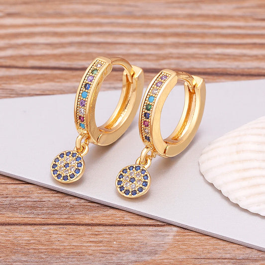 New Luxury Fashion Rhinestone 14 Styles Turkish Evil Eye Drop Earrings Elegant Blue Zircon Pendant Lucky Party Birthday Jewelry - Floq & Raman