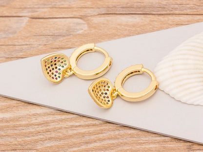 New Fashion Classic Heart Cross Eyes Shape Gold Color Drop Earrings Multi-color Copper CZ Stones Jewelry Gift For Women Girls - Floq & Raman