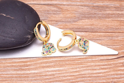 Trendy Bohemian Zircon Hollow Blue Evil Eye Hoop Earrings for Women Cute Unique Gold Color Crystal Drop Earrings Party Jewelry - Floq & Raman