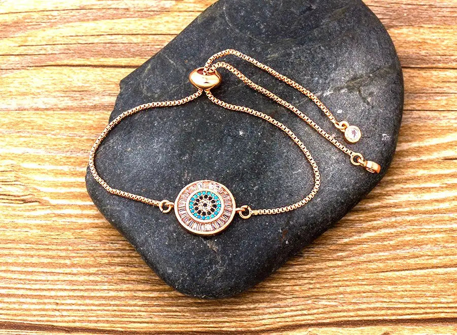 Turkish Evil Eye Bracelet for Women Top Quality Cubic Zirconia Chain Bracelet Exquisite luxury Dubai Best Party Wedding Jewelr - Floq & Raman