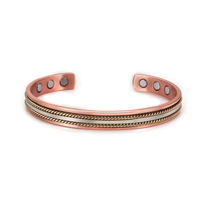 Twisted Pure Copper Magnetic Bracelet – Adjustable Cuff Bangle for Men & Women | Arthritis Pain Relief, Health & Energy Benefits - Floq & Raman
