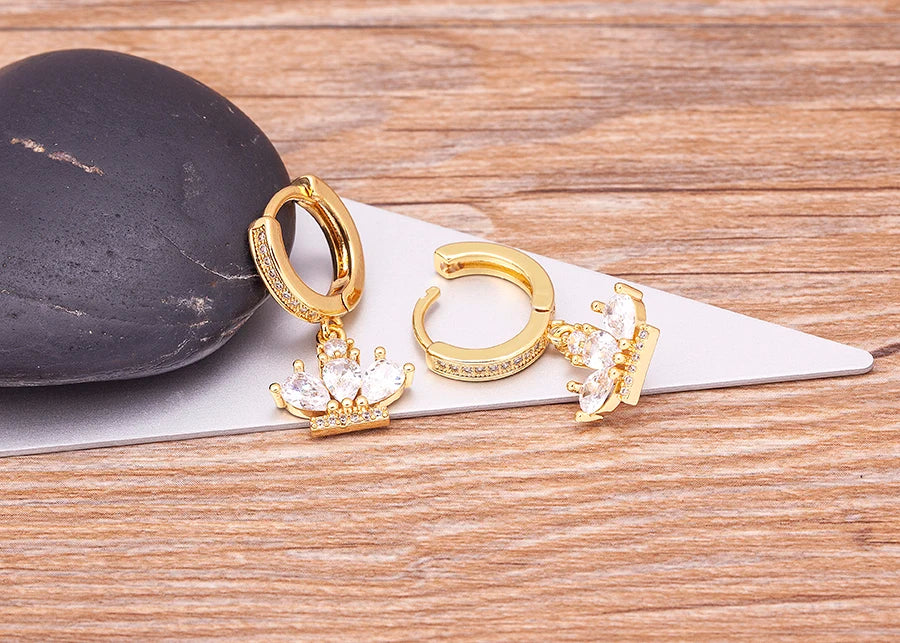 Trendy Bohemian Zircon Hollow Blue Evil Eye Hoop Earrings for Women Cute Unique Gold Color Crystal Drop Earrings Party Jewelry - Floq & Raman