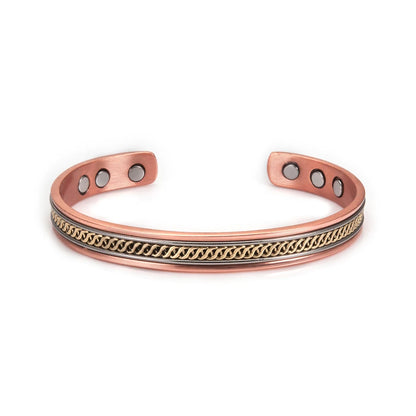 Twisted Pure Copper Magnetic Bracelet – Adjustable Cuff Bangle for Men & Women | Arthritis Pain Relief, Health & Energy Benefits - Floq & Raman